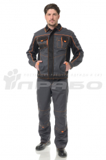 Костюм Бренд 1 (тк.Смесовая,240) брюки ПРАБО, т.серый/черный (Кос105сч)