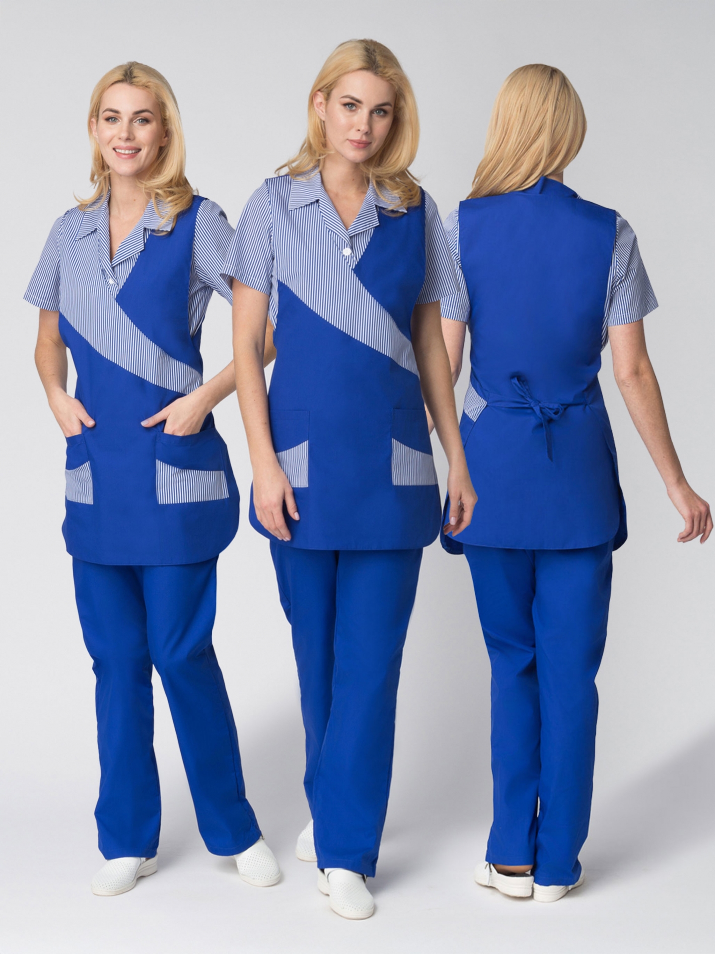 Фартук-сарафан Утро (тк.ТиСи), васильковый/полоска