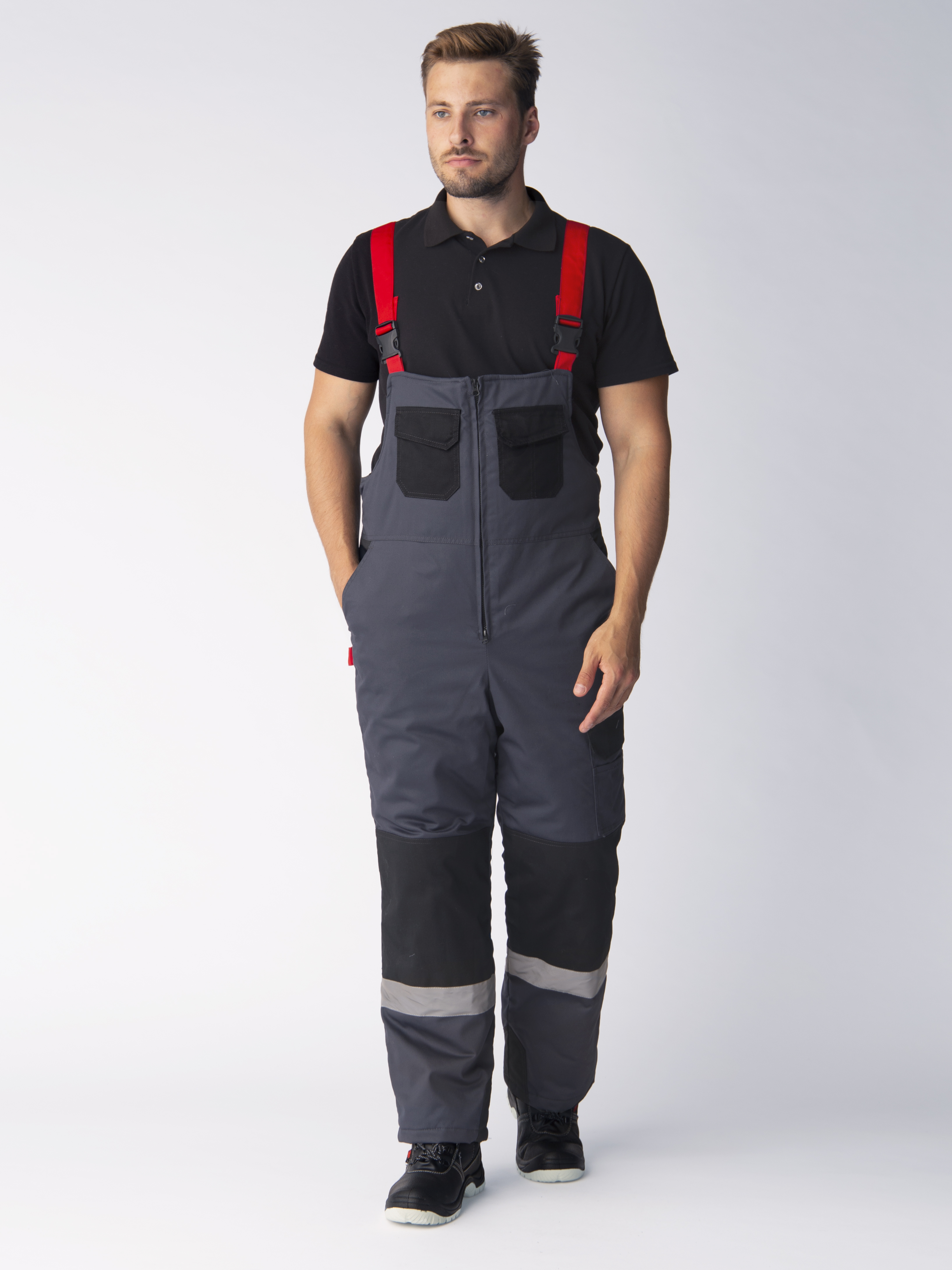 Костюм зимний Фаворит-Мега (тк.Протек,240) п/к, черный/красный/серый