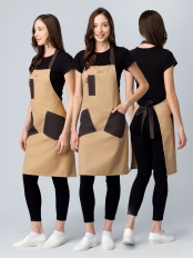 Фартук с грудкой универсальный Крафт (тк.Форвард,210), бежевый/коричневый (024)