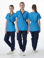 Костюм женский Симпл-001 (тк.Смесовая,120) MedLine, т.синий/голубой