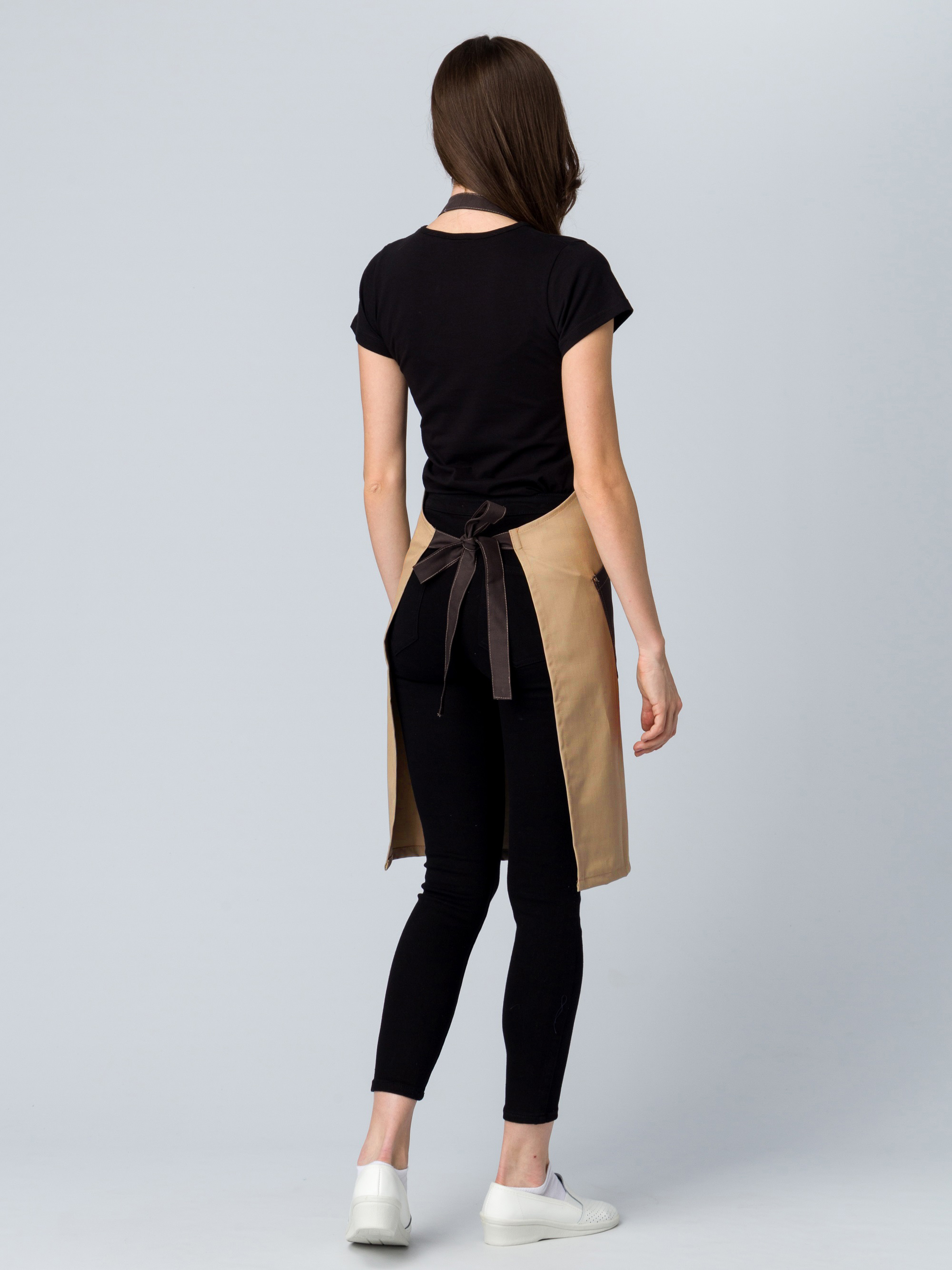 Фартук с грудкой универсальный Крафт (тк.Форвард,210), бежевый/коричневый (024)