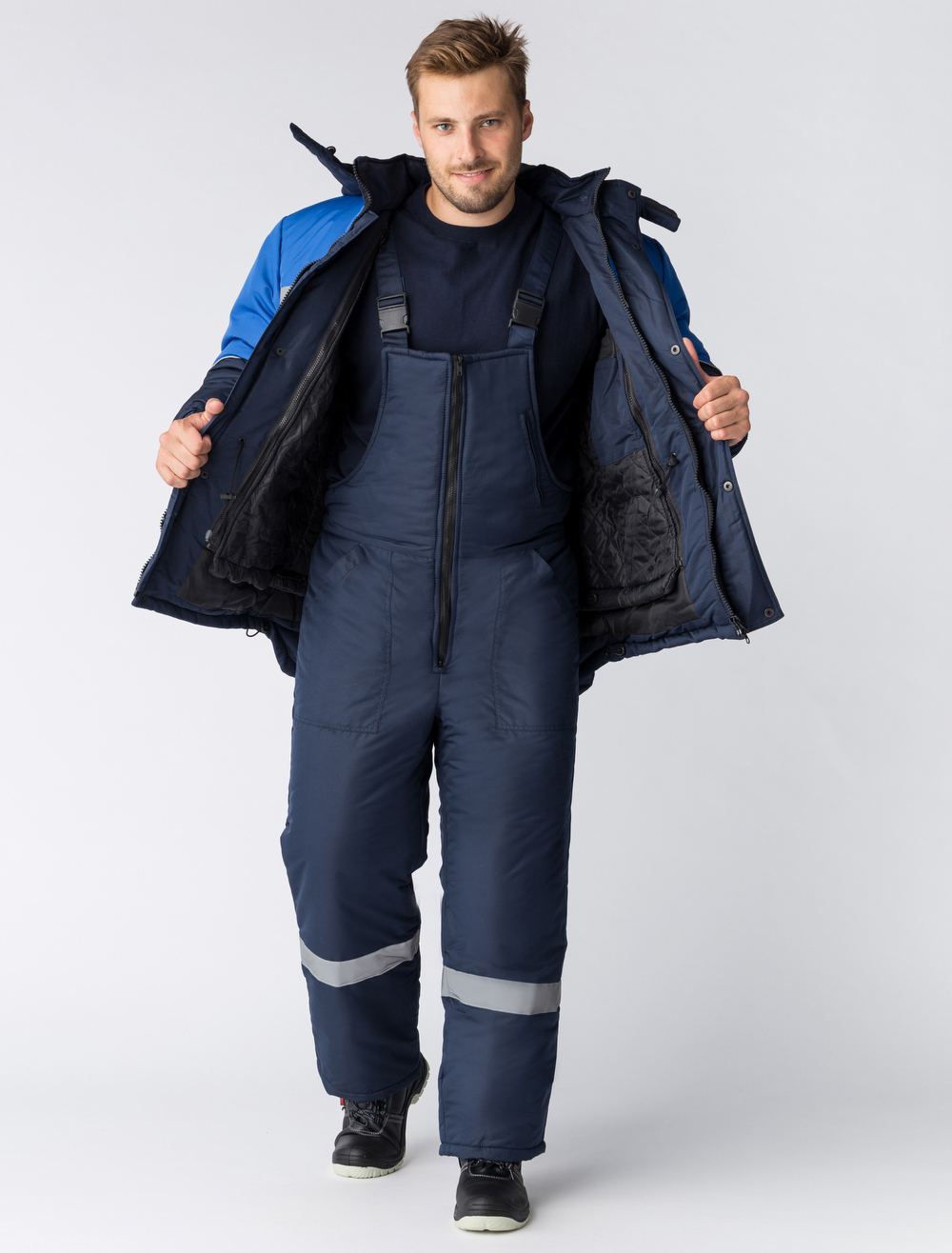 Костюм зимний Сибер Виндстоп СОП (тк.Таслан) п/к, т.синий/васильковый