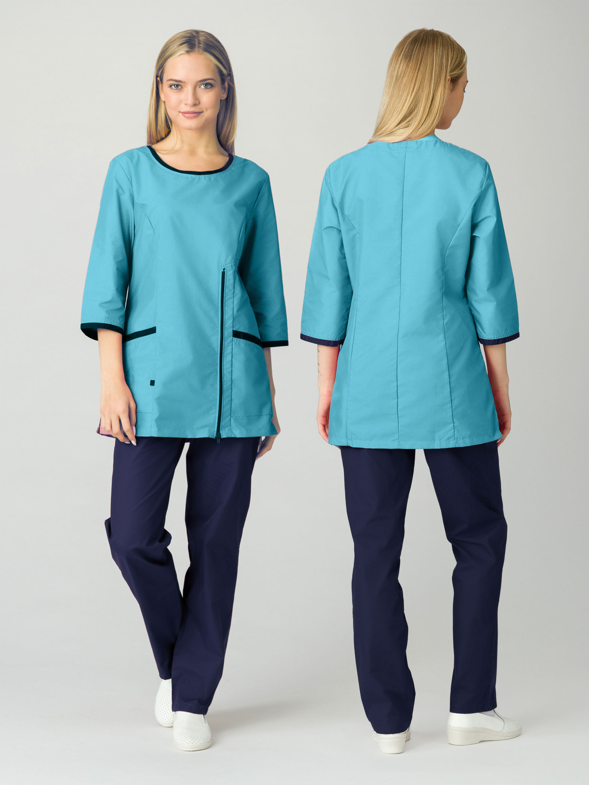 Костюм женский Вояж (тк.ТиСи), св.бирюзовый/т.синий