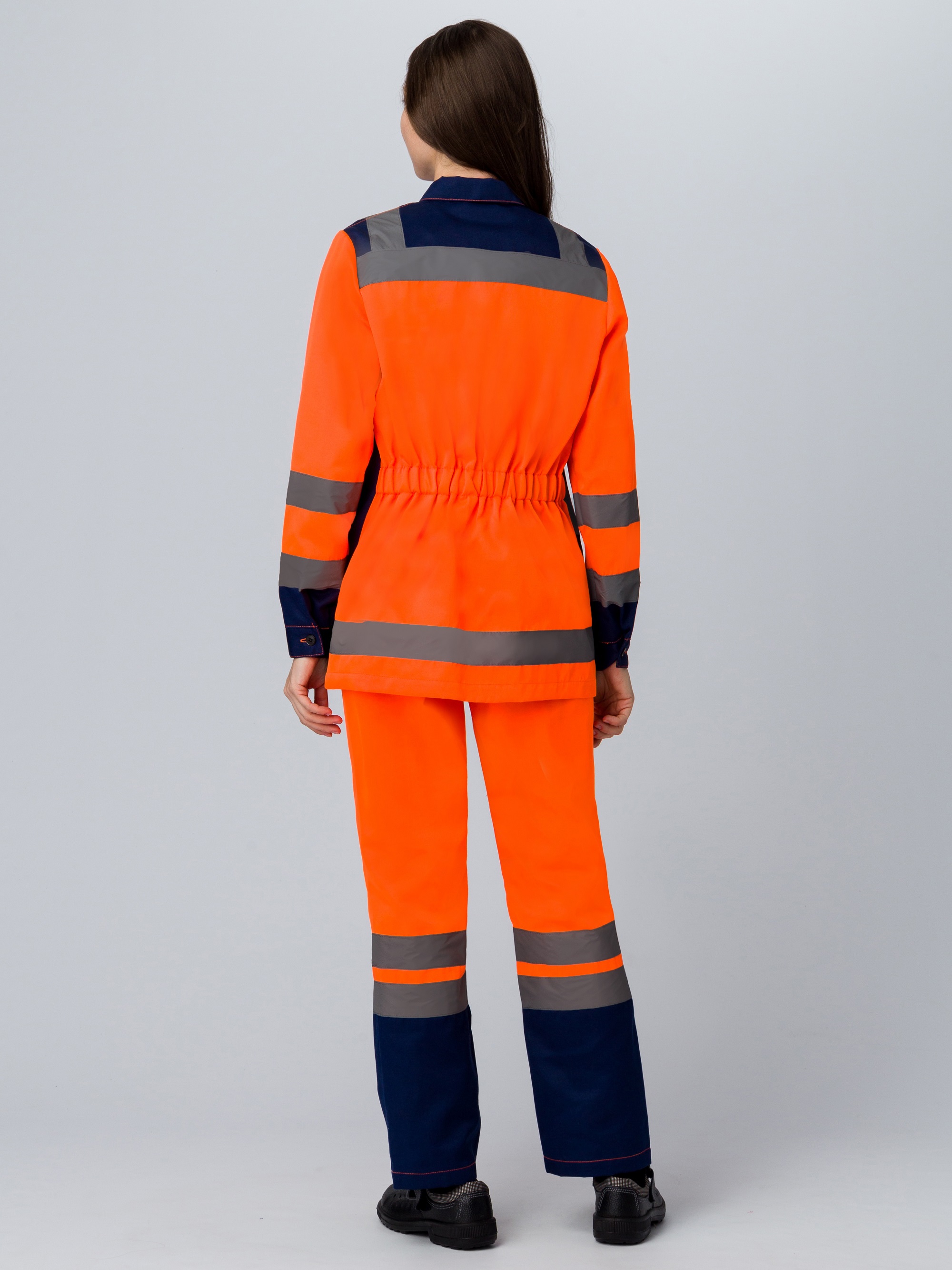 Костюм женский Дорожник (тк.Смесовая,210) п/к, оранжевый/т.синий