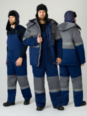 Костюм зимний Профи-Норд (тк.Смесовая,250) п/к, т.синий/серый
