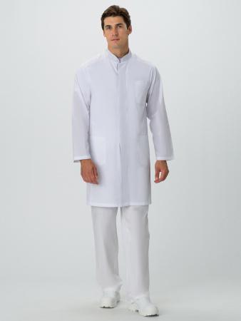Халат мужской №550 (тк.ТиСи) DoctorBIG, белый/серый (0/34)